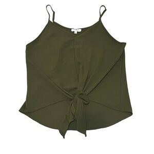 Umgee Medium Spaghetti Strap Olive Green Tank Top Sleeveless Polyester Stretch